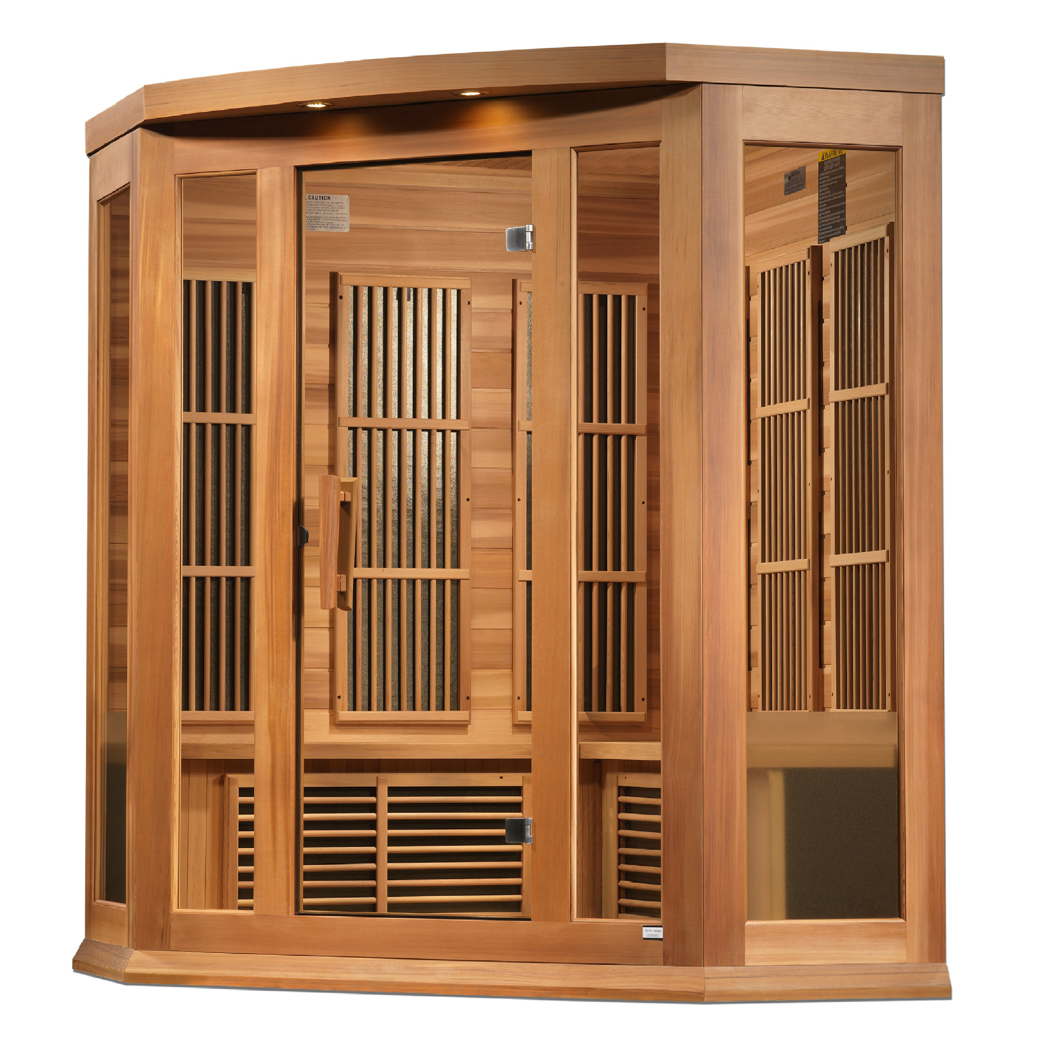 Maxxus Red Cedar 3-Person Corner Low EMF FAR Infrared Sauna, Canadian Red Cedar, Bronze Glass, MX-K356-01 CED