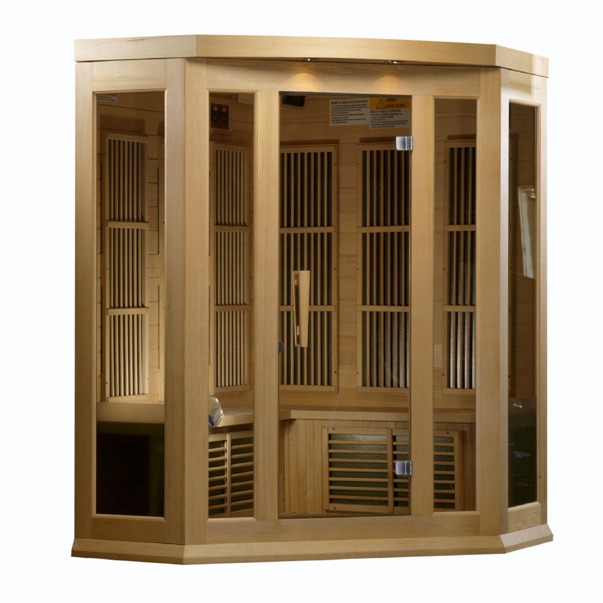 Maxxus 3 Person Corner Low EMF FAR Infrared Sauna, Canadian Hemlock, Indoor, MX-K356-01