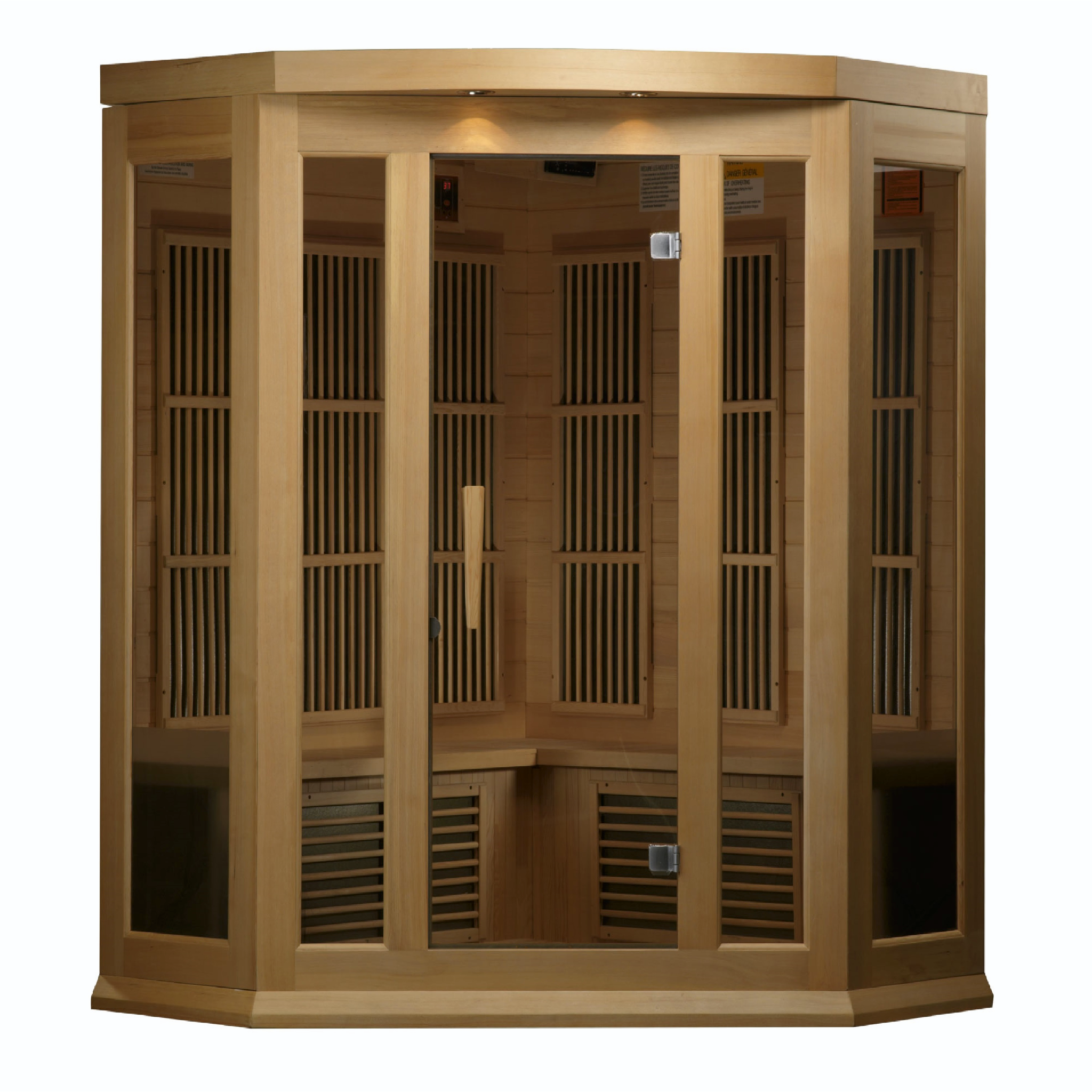 Maxxus 3 Person Corner Low EMF FAR Infrared Sauna, Canadian Hemlock, Indoor, MX-K356-01
