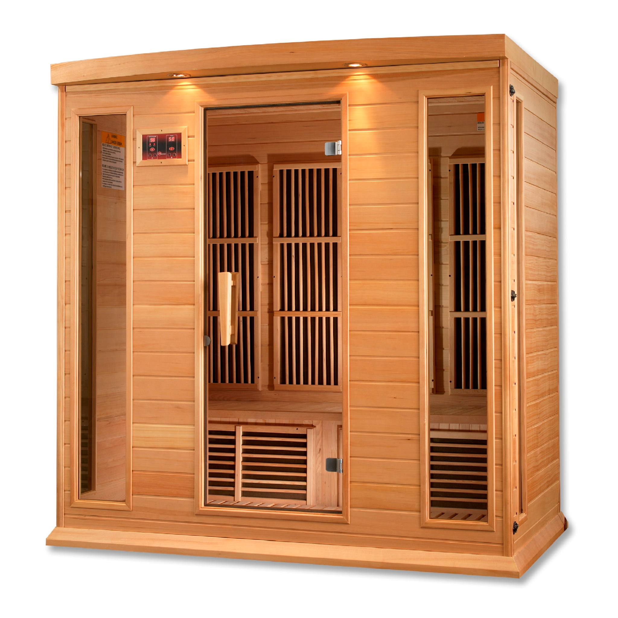 Maxxus 4-Person Low EMF FAR Infrared Sauna, Canadian Hemlock, Bronze Tinted Glass, Bluetooth Audio, Chromotherapy Lighting, MX-K406-01