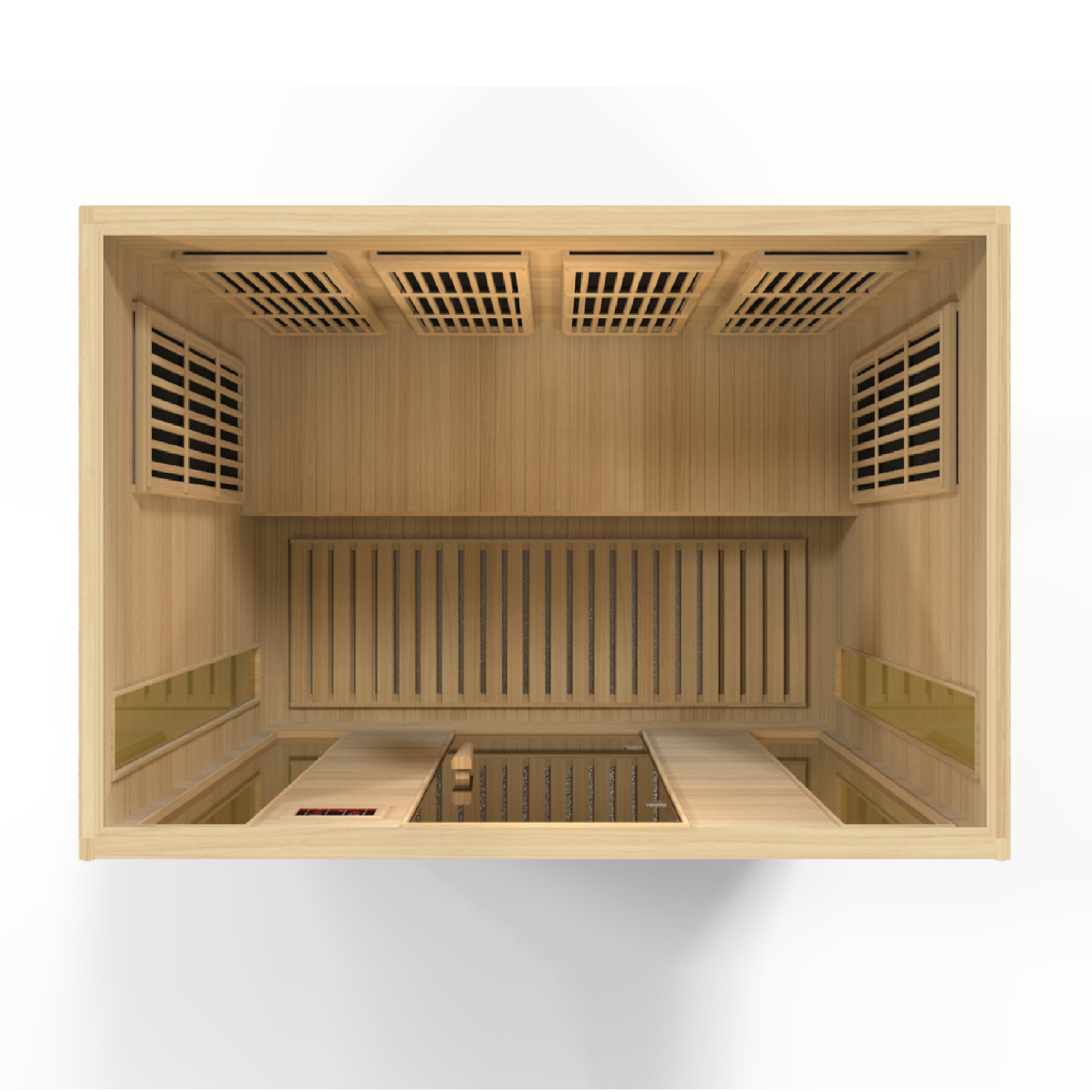 Maxxus 4-Person Low EMF FAR Infrared Sauna, Canadian Hemlock, Bronze Tinted Glass, Bluetooth Audio, Chromotherapy Lighting, MX-K406-01