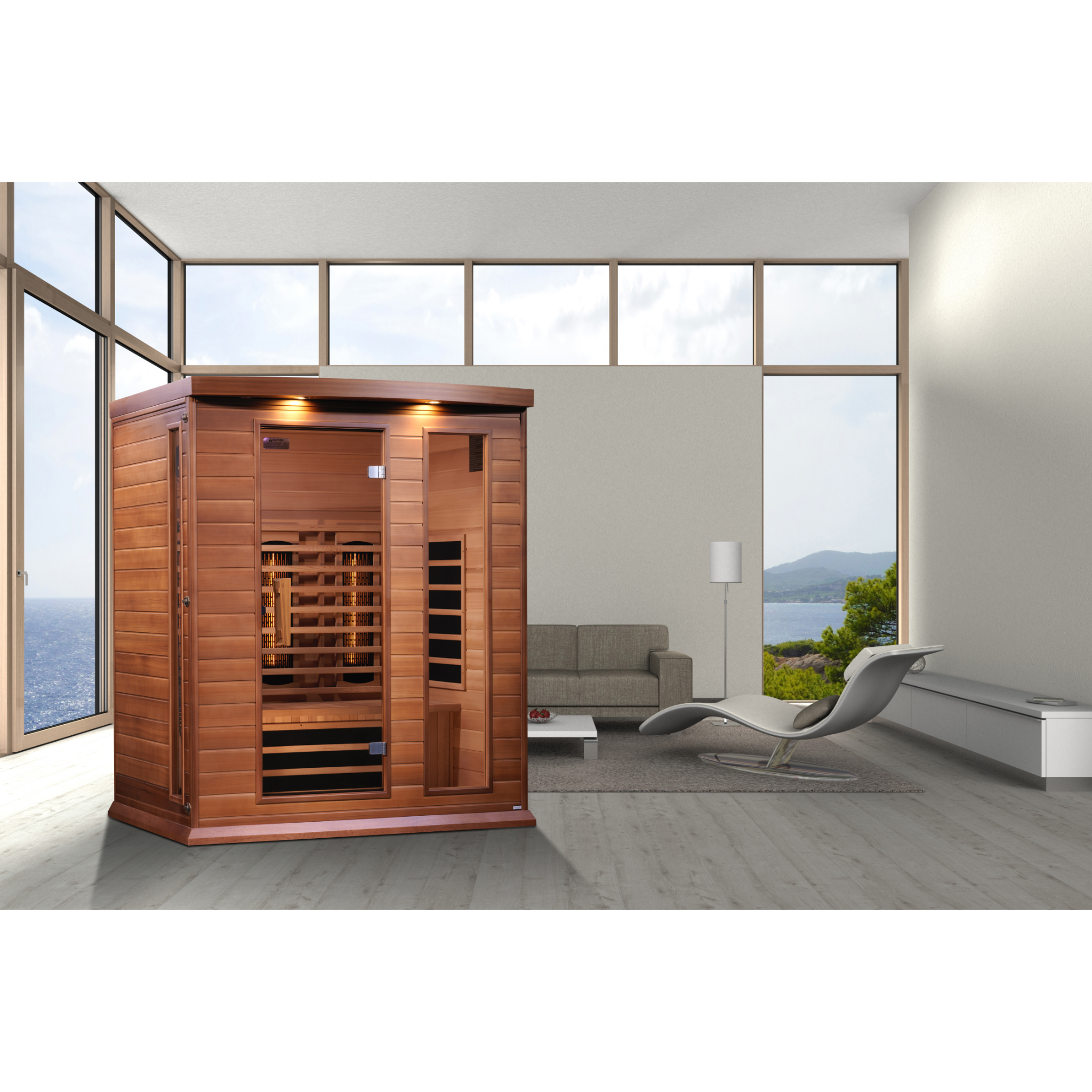 Maxxus Red Cedar 3-Person Full Spectrum Near Zero EMF Infrared Sauna, MX-M306-01-FS CED, FAR IR + Near IR, Red Light Therapy