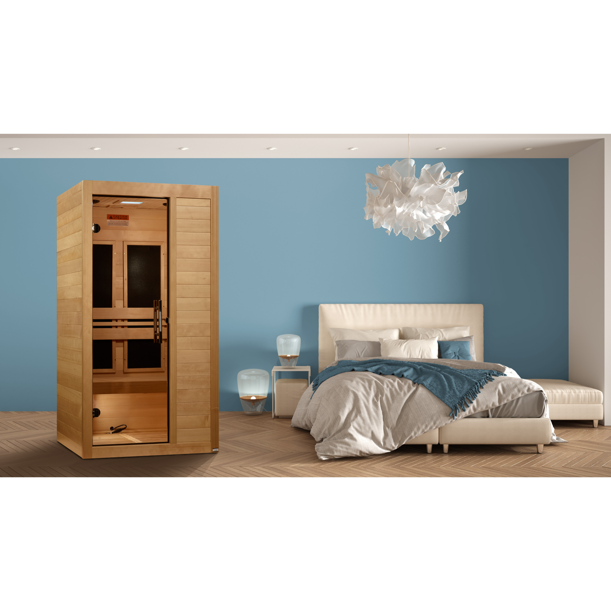 Maxxus S-Line Yoga 1-Person Ultra Low EMF FAR Infrared Sauna, Canadian Hemlock, Bronze Glass, MX-S106-01
