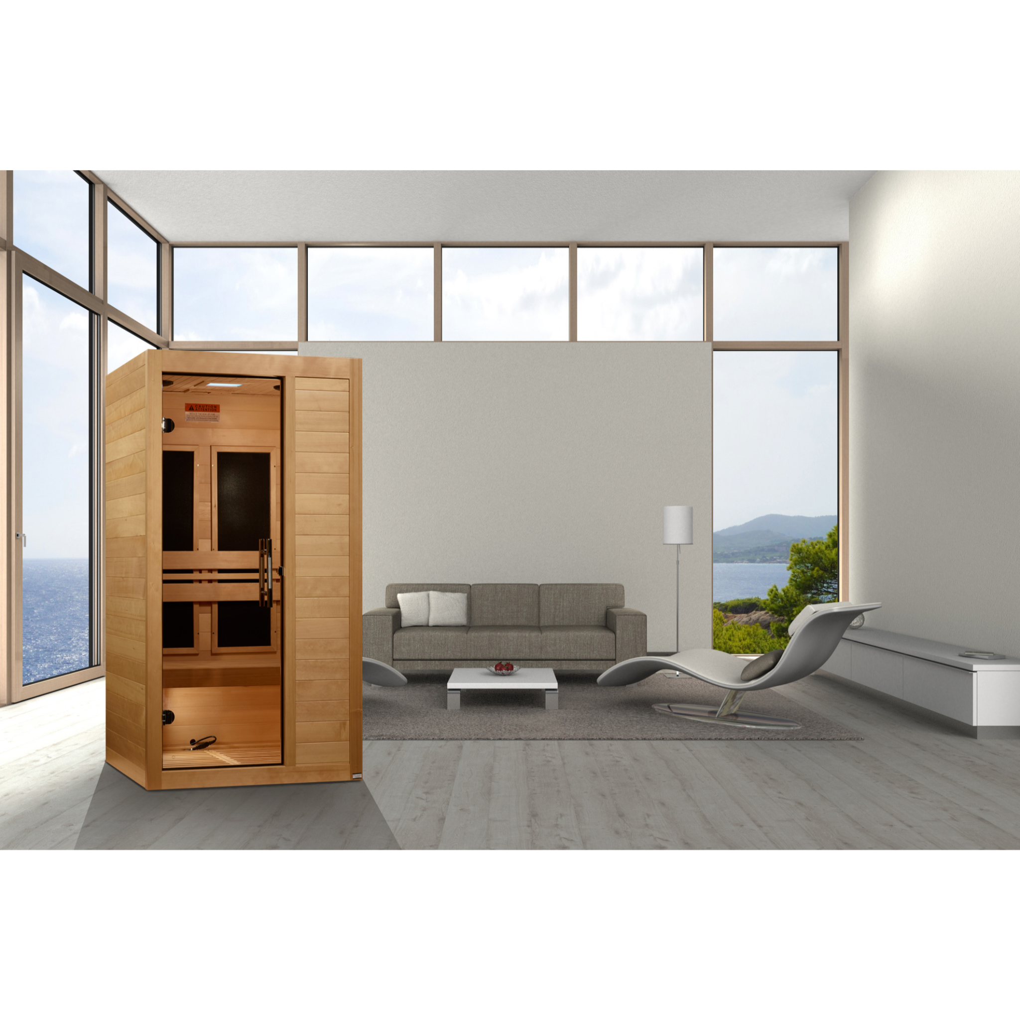 Maxxus S-Line Yoga 1-Person Ultra Low EMF FAR Infrared Sauna, Canadian Hemlock, Bronze Glass, MX-S106-01