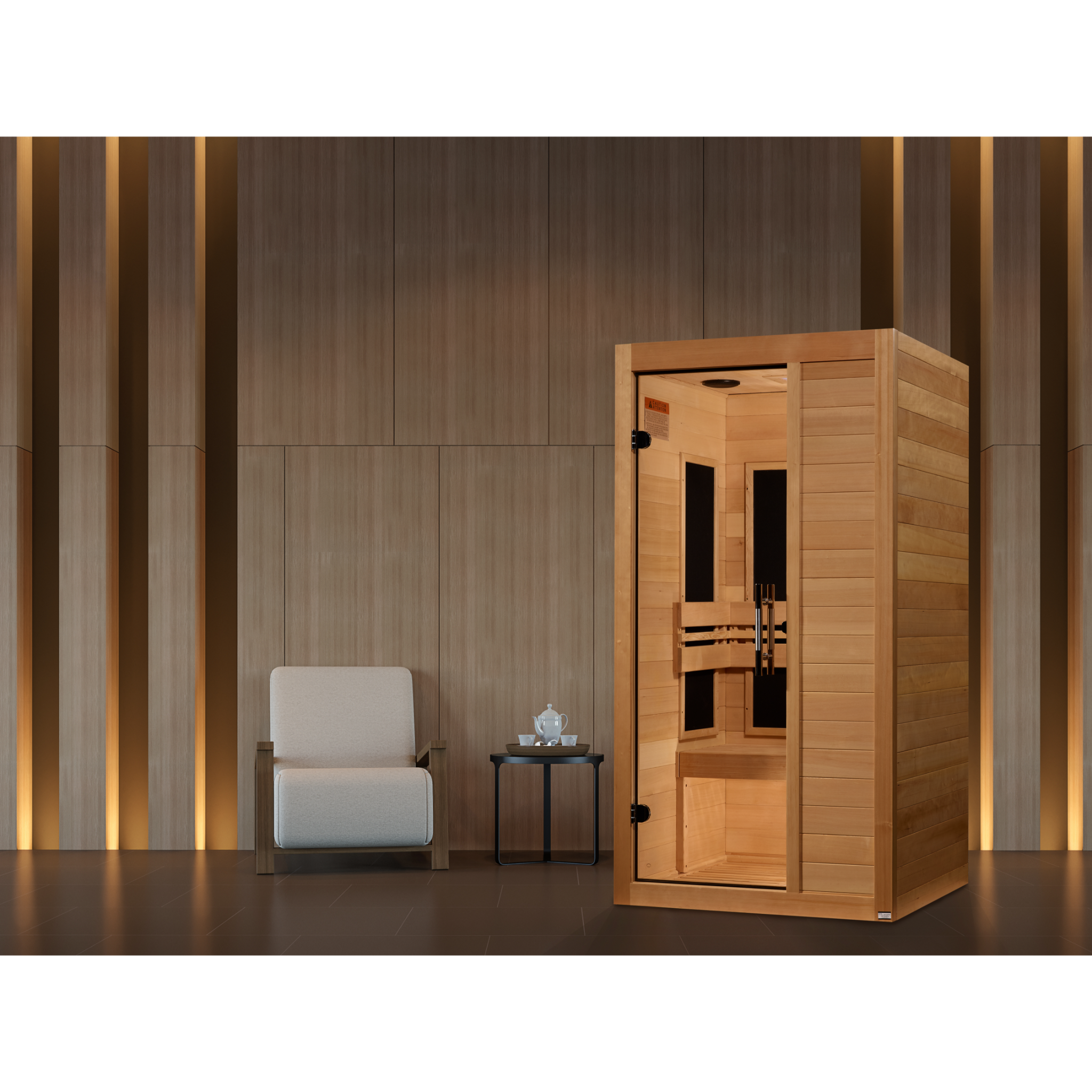 Maxxus S-Line Yoga 1-Person Ultra Low EMF FAR Infrared Sauna, Canadian Hemlock, Bronze Glass, MX-S106-01
