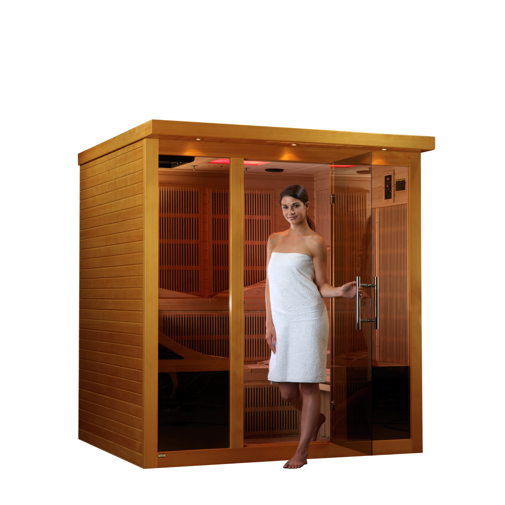 Dynamic Monaco Elite 6 Person Ultra Low EMF Infrared Sauna (3–5MG) with 15 Heaters, Chromotherapy, Bluetooth & Canadian Hemlock – DYN-6996-01 Elite