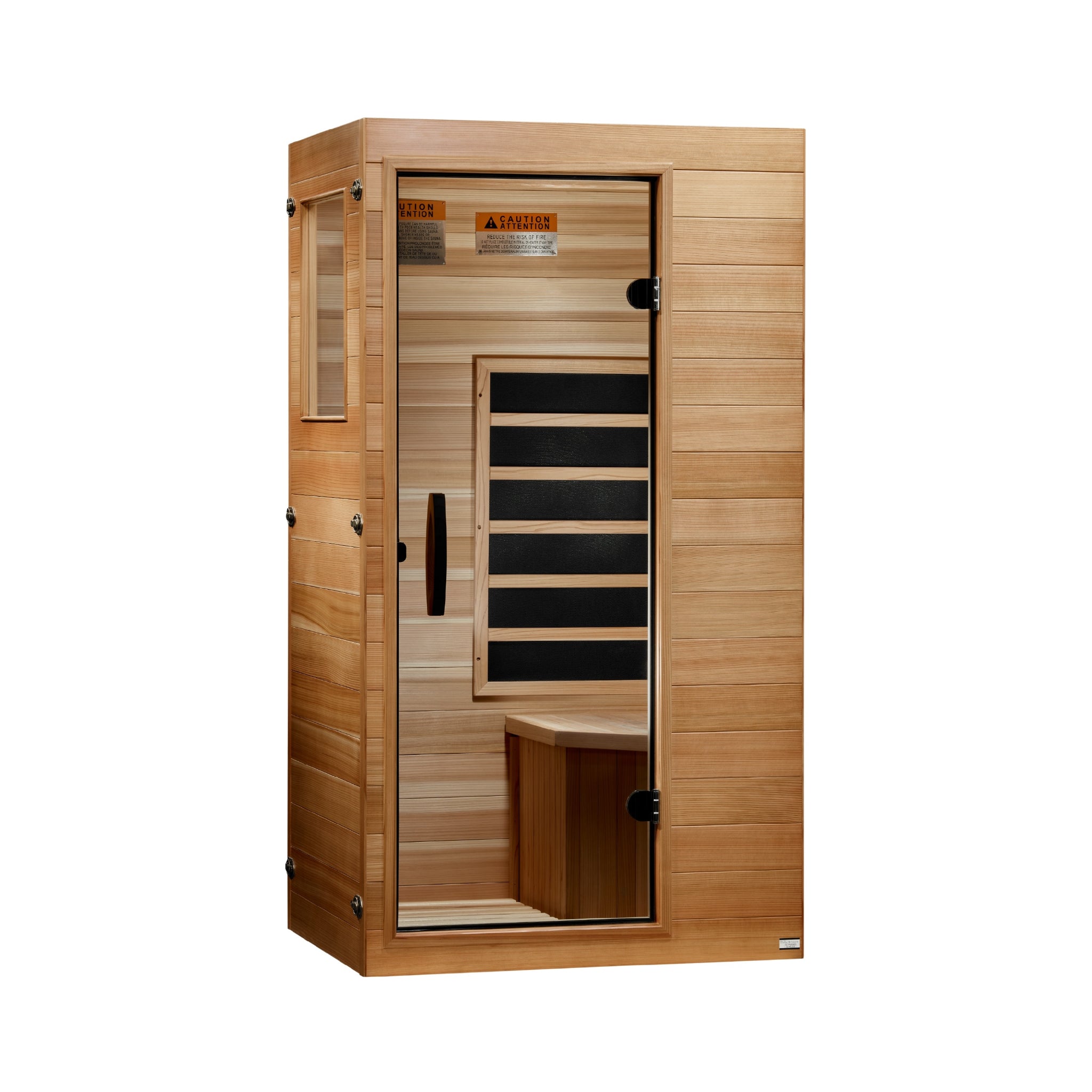 Dynamic Sicily 1-Person Compact Ultra Low EMF FAR Infrared Sauna, Pacific Cedar, Honey Dark Stain, DYN-1101-01 Elite